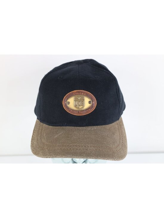 Vtg 90s American Needle Suede UPS United Parcel Service Leather Strapback Hat